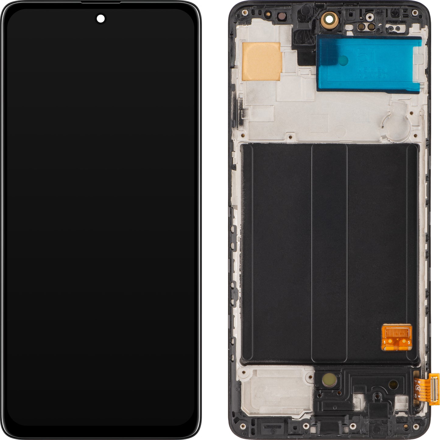 MP Ecrã tátil compatível com Samsung Galaxy A51 A515, com moldura, versão OLED, preto