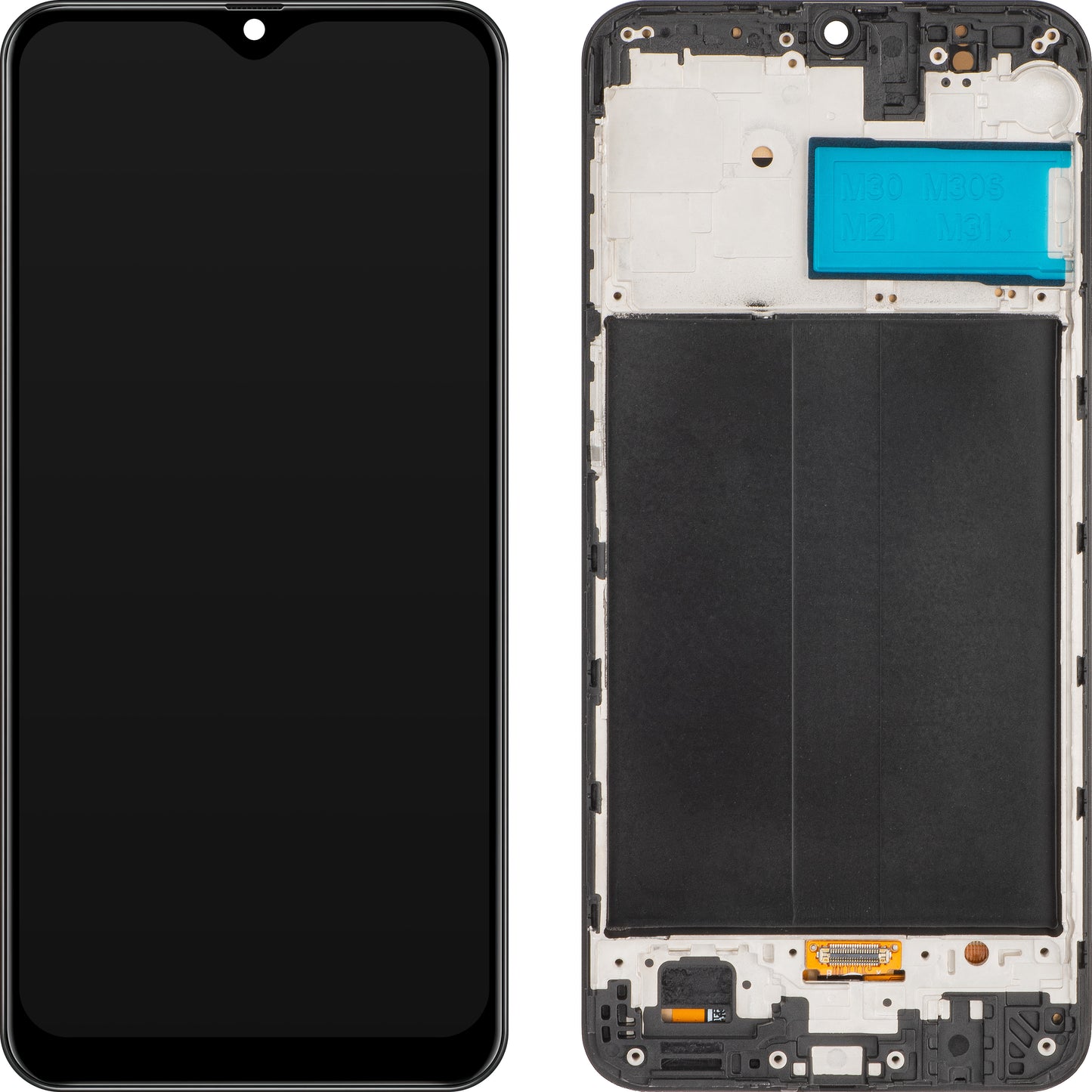 Ecrã tátil MP compatível com Samsung Galaxy M31 M315 / M21 M215 / M30s M307 / M30 M305, com moldura, versão OLED, preto