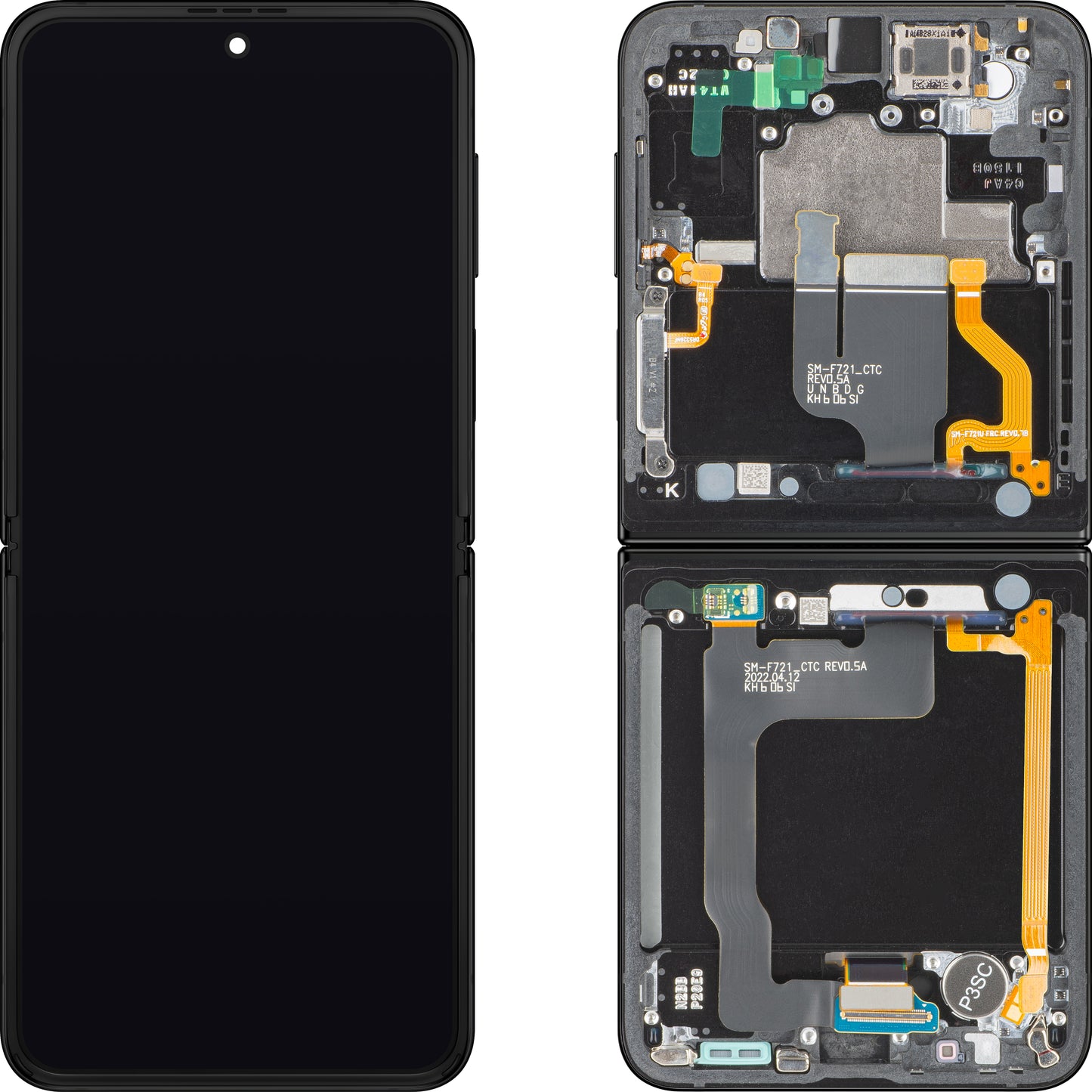 Ecrã com Touchscreen Samsung Galaxy Z Flip4 F721, com Moldura, Sub Inner, Preto, Service Pack GH82-29440E