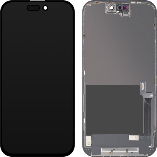 Display com Touchscreen ZY para Apple iPhone 16, com Moldura, Versão LCD In-Cell IC Móvel, Preto