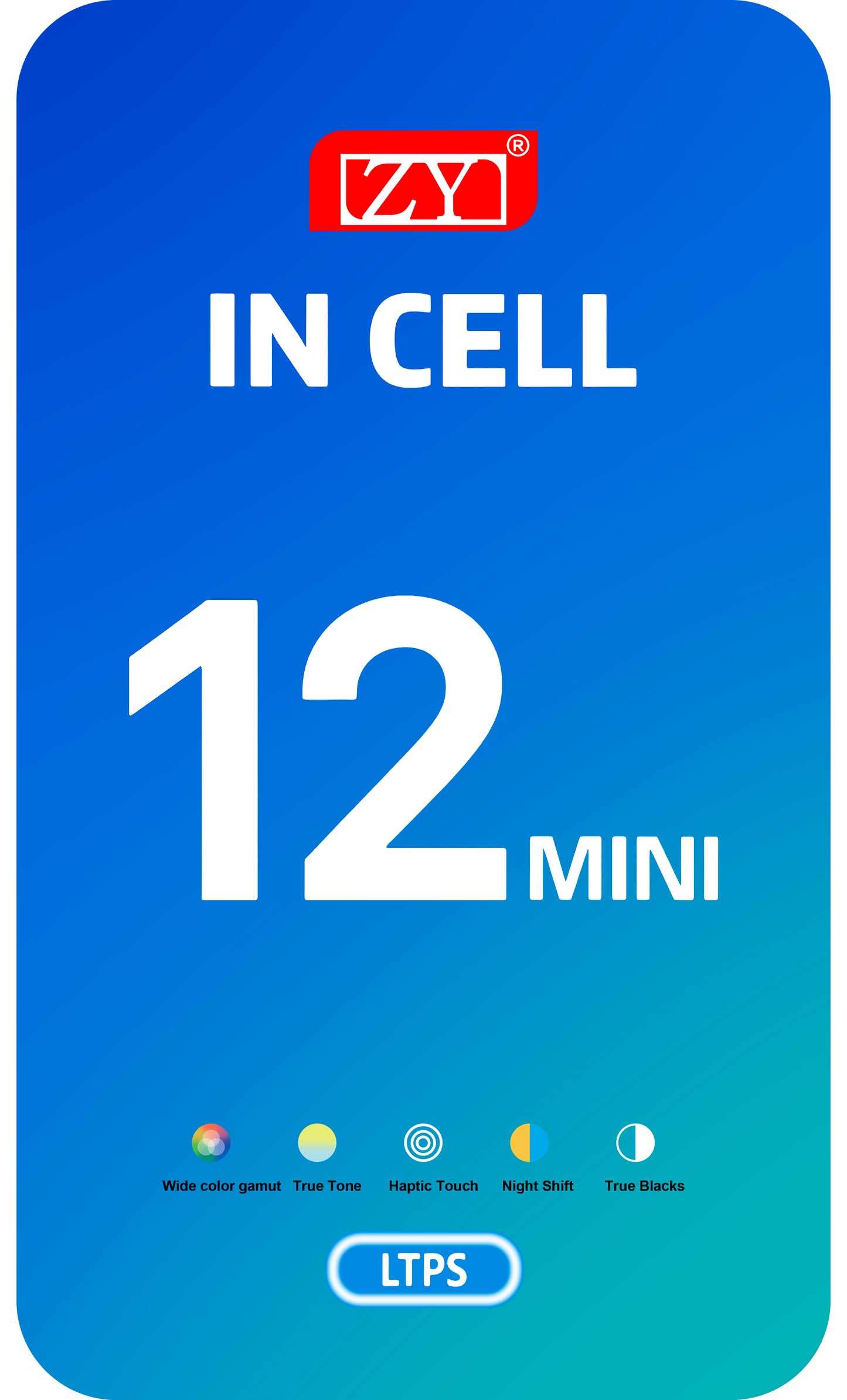 Ecrã tátil ZY para Apple iPhone 12 mini, com moldura, versão LCD In-Cell, preto