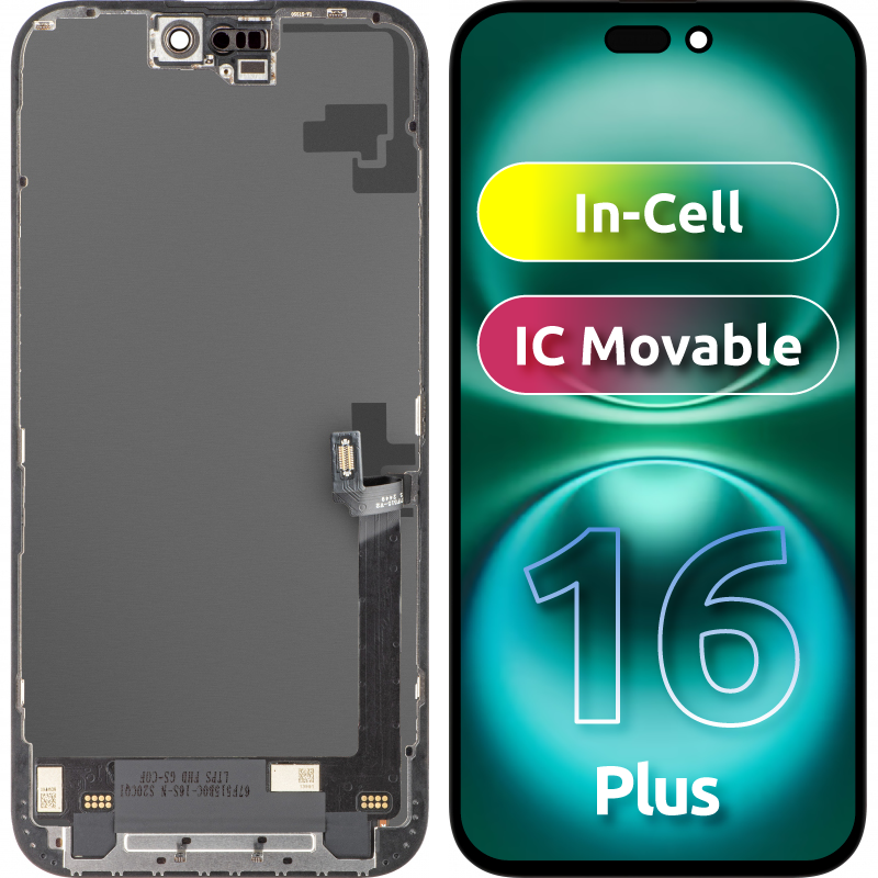 Display com Touchscreen ZY para Apple iPhone 16 Plus, com Moldura, Versão LCD In-Cell IC Móvel, Preto