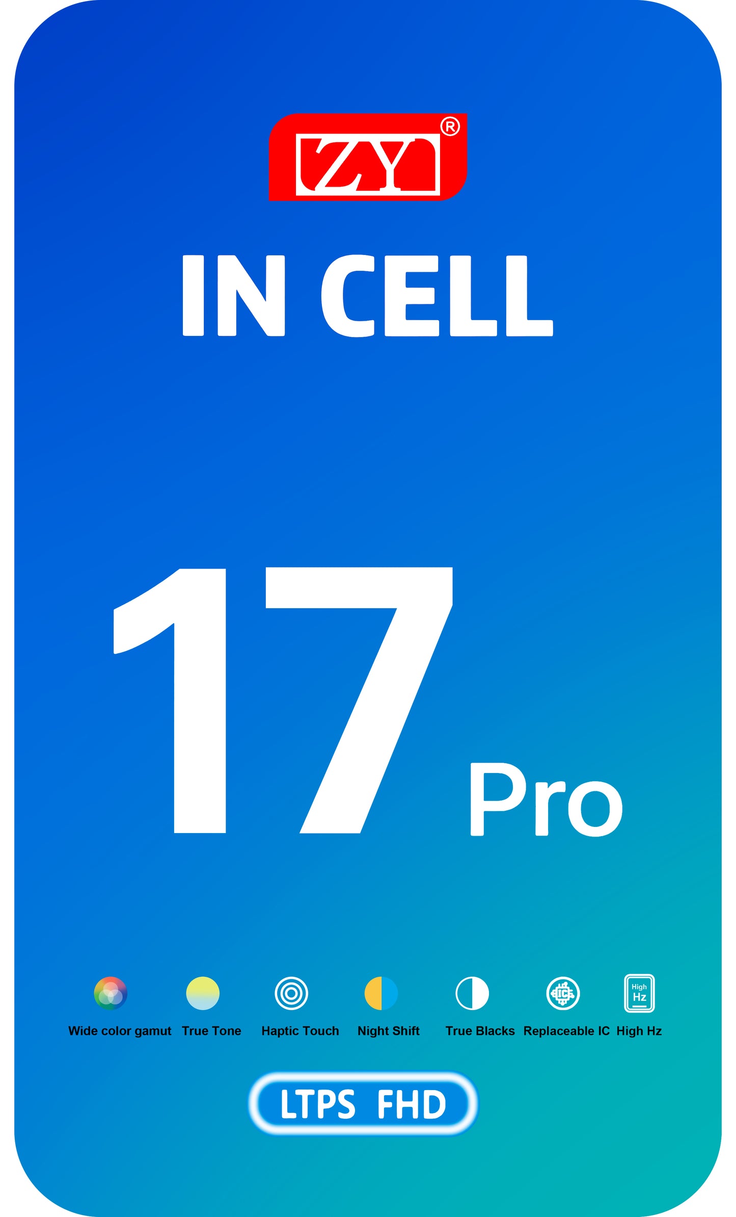 Display com Touchscreen ZY para Apple iPhone 17 Pro, com Moldura, Versão LCD In-Cell IC Móvel, Preto