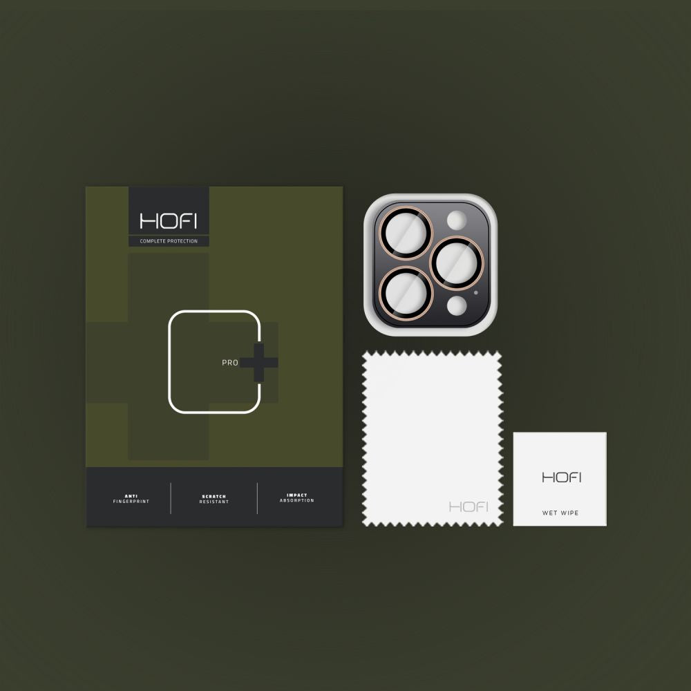 Película protetora da câmara traseira Tampa traseira da câmara HOFI CamRing PRO+ para Apple iPhone 16 Pro Max / 16 Pro, proteção de vidro, dourado