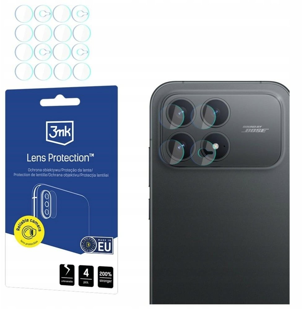 Película protetora para Câmara Traseira 3MK Lens para Xiaomi Poco F8 Pro, Vidro Flexível, Conjunto de 4 peças, Transparente
