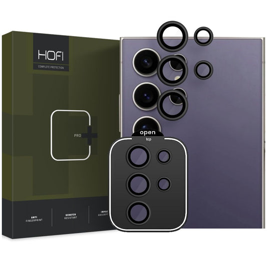 Película protetora da câmara traseira Tampa traseira da câmara HOFI CamRing PRO+ para Samsung Galaxy S24 Ultra S928, Proteção de vidro, Preto