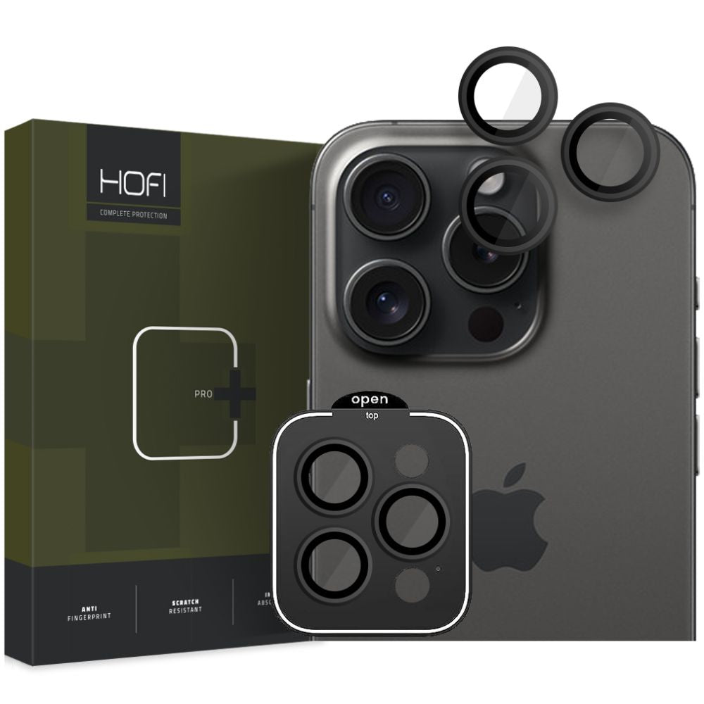 Película protetora para Câmara Traseira HOFI CamRing PRO+ para Apple iPhone 15 Pro Max / 15 Pro, Vidro Temperado, Preto