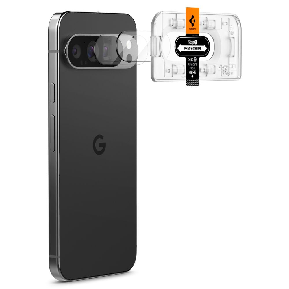 Película protetora da câmara traseira Spigen EZ FIT para Google Pixel 9 Pro, proteção de vidro, conjunto de 2 peças AGL08444