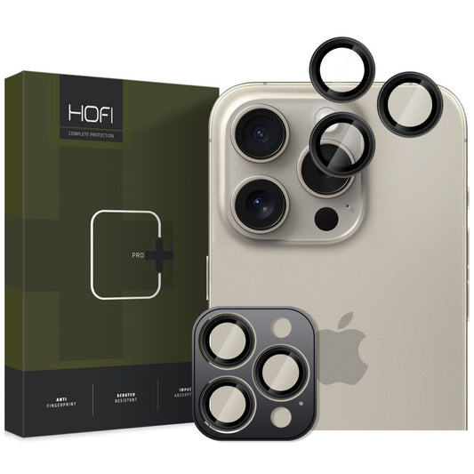 Película protetora da câmara traseira Tampa traseira da câmara HOFI CamRing PRO+ para Apple iPhone 16 Pro Max / 16 Pro, Proteção de vidro, Preto