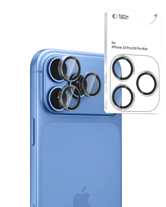 Película protetora para Câmara Traseira Tech-Protect CamRing Fit+ para Apple iPhone 18 Pro / 18 Pro Max, Vidro Temperado, Transparente