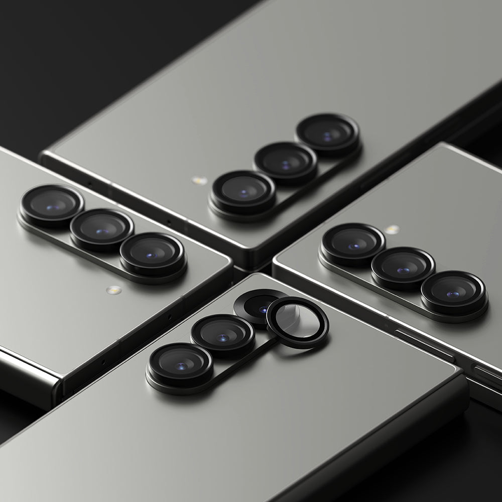 Película Protetora de Câmera Traseira Ringke para Samsung Galaxy Z Fold6 F956, Vidro Temperado, Conjunto de 2 peças, Preta