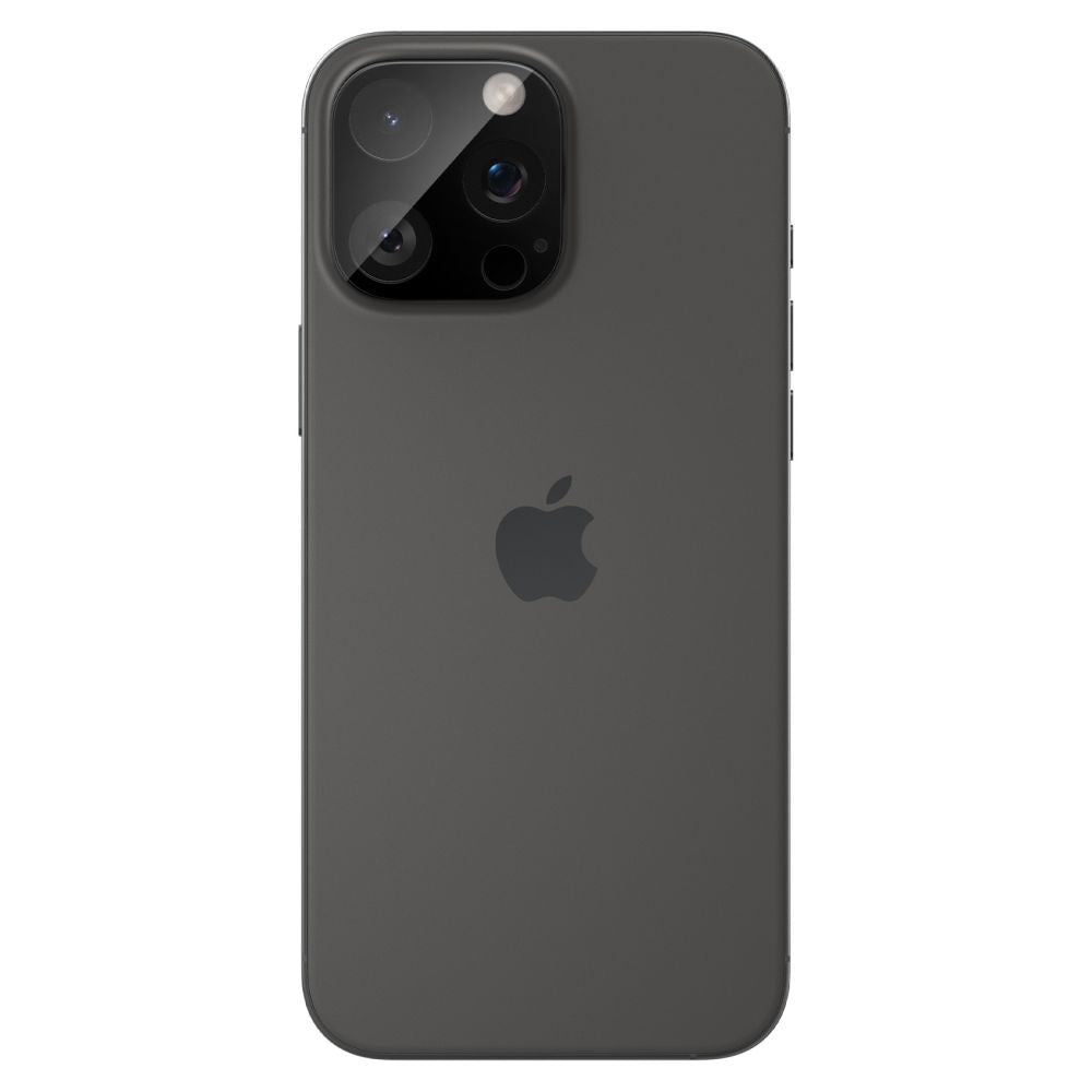 Película protetora da câmara traseira Spigen Optik para Apple iPhone 15 Pro Max / 15 Pro, proteção de vidro, cola total, conjunto de 2 peças, preto AGL05273