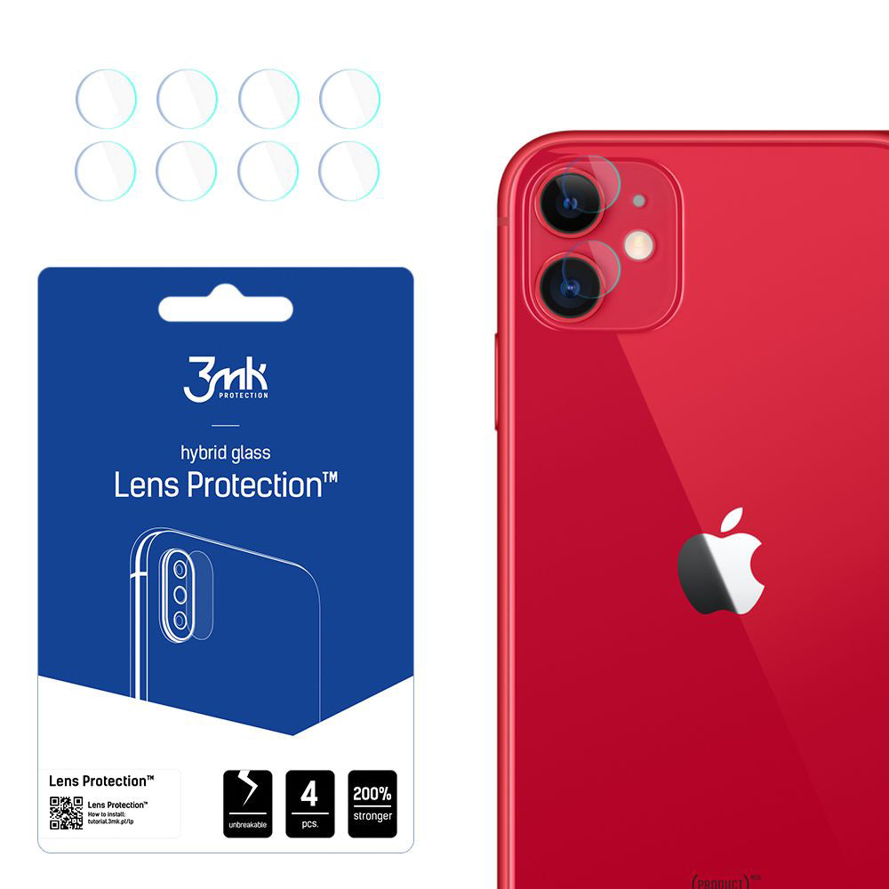 Película protetora para Câmara Traseira 3MK Protection para Apple iPhone 11, Vidro Flexível, Conjunto de 4 peças, Transparente