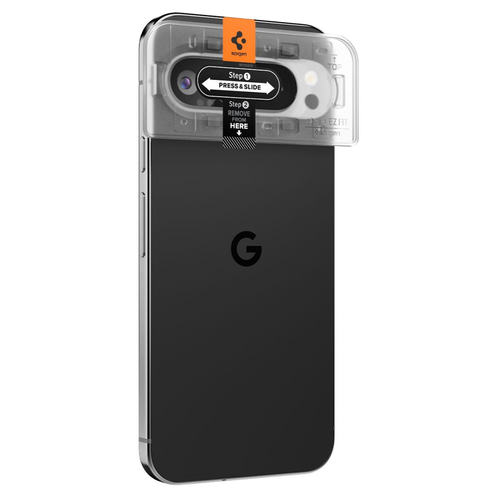 Película protetora da câmara traseira Spigen EZ FIT para Google Pixel 9 Pro, proteção de vidro, conjunto de 2 peças AGL08444