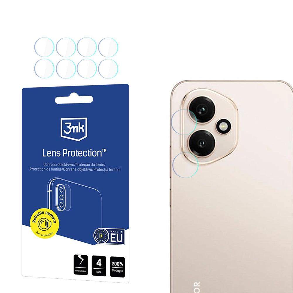Película protetora para Câmara Traseira 3MK Protection para Honor 400, Vidro Flexível, Conjunto de 4 peças, Transparente