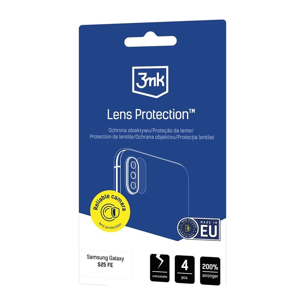 Película Protetora de Câmera Traseira 3MK Protection para Realme Note 70T, Vidro Temperado, Conjunto de 4 peças, Transparente