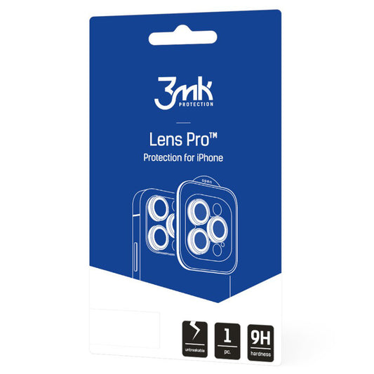 Película Protetora de Câmera Traseira 3MK Protection Pro para Apple iPhone 17 Pro Max / 17 Pro, Vidro Temperado, Multicolor