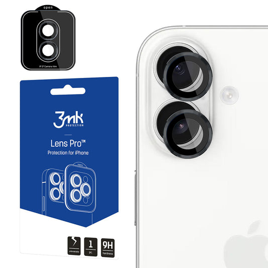 Película Protetora de Câmera Traseira 3MK Protection Pro para Apple iPhone 17, Vidro Temperado, Preta