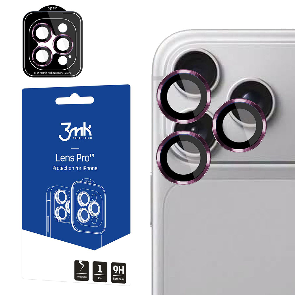 Película protetora para Câmara Traseira 3MK Protection Pro para Apple iPhone 18 Pro / 18 Pro Max, Vidro Temperado, Vinho