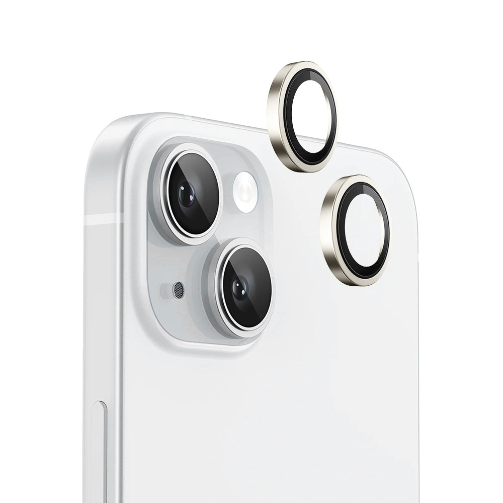 Película protetora para Câmara Traseira Blueo Metal Frame para Apple iPhone 15 Plus / 15, Vidro Temperado, Amarela