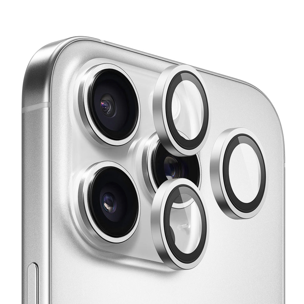 Película protetora para Câmara Traseira Blueo Metal Frame para Apple iPhone 16 Pro Max / 16 Pro, Vidro Temperado, Prateado