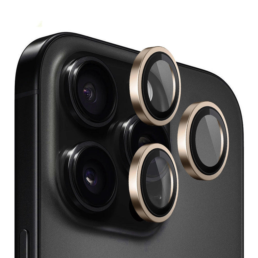 Película protetora para Câmara Traseira Blueo Metal Frame para Apple iPhone 16 Pro Max / 16 Pro, Vidro Temperado, Bronze
