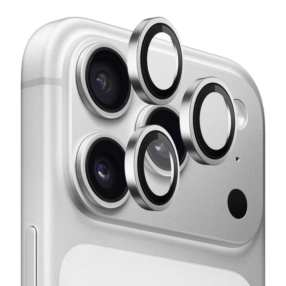 Película Protetora de Câmera Traseira Blueo Metal Frame para Apple iPhone 17 Pro Max / 17 Pro, Vidro Temperado, Prateada