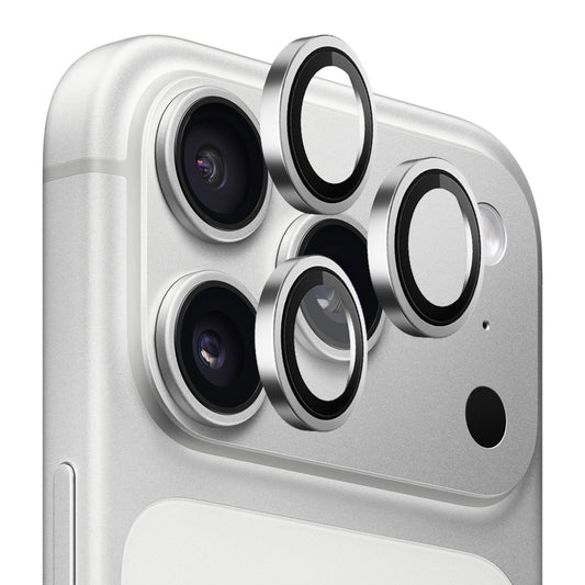 Blueo Metal Frame Rear Camera Protection Film for Apple iPhone 17 Pro Max / 17 Pro, Tempered Glass, Silver