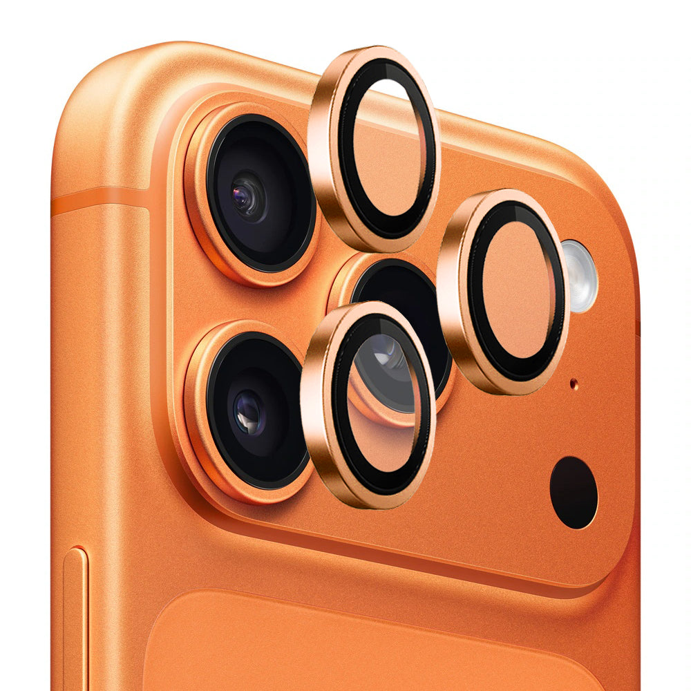Película Protetora de Câmera Traseira Blueo Metal Frame para Apple iPhone 17 Pro Max / 17 Pro, Vidro Temperado, Laranja