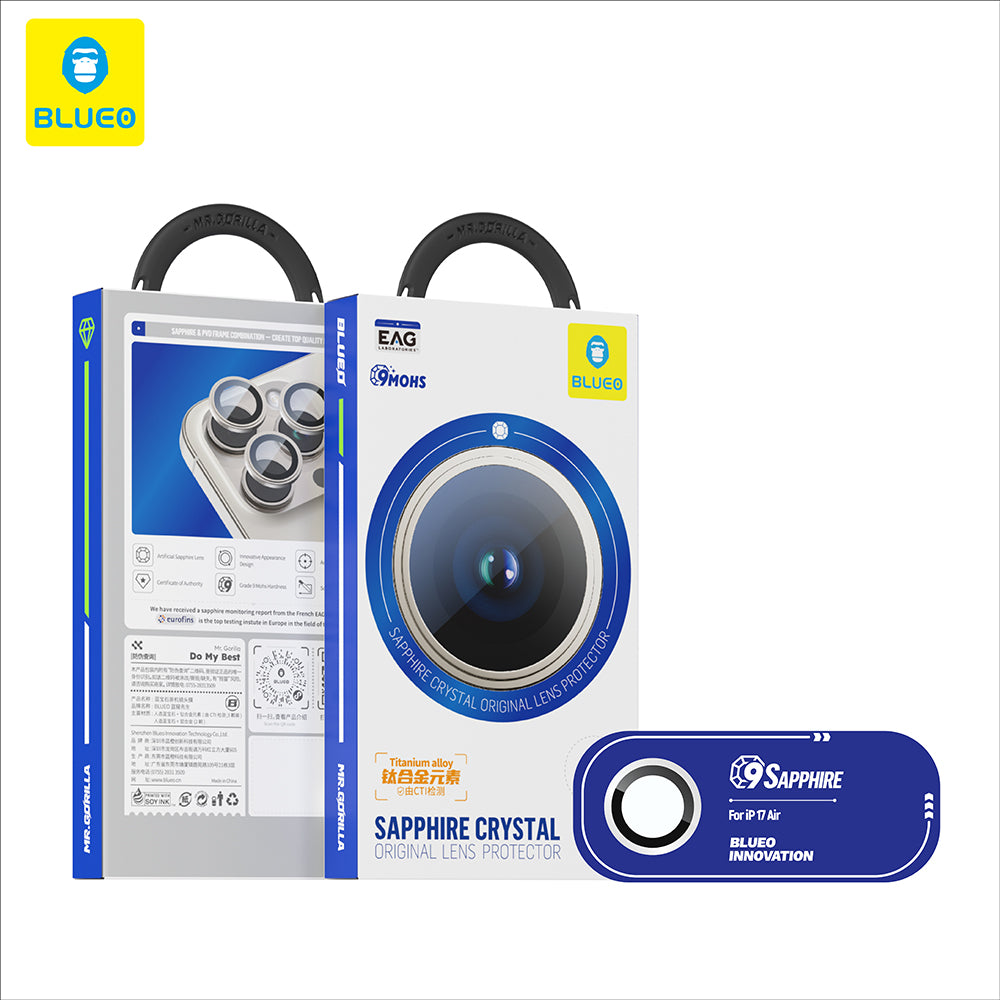 Película Protetora de Câmera Traseira Blueo Sapphire Crystal para Apple iPhone 17 Air, Vidro Temperado, Prateada
