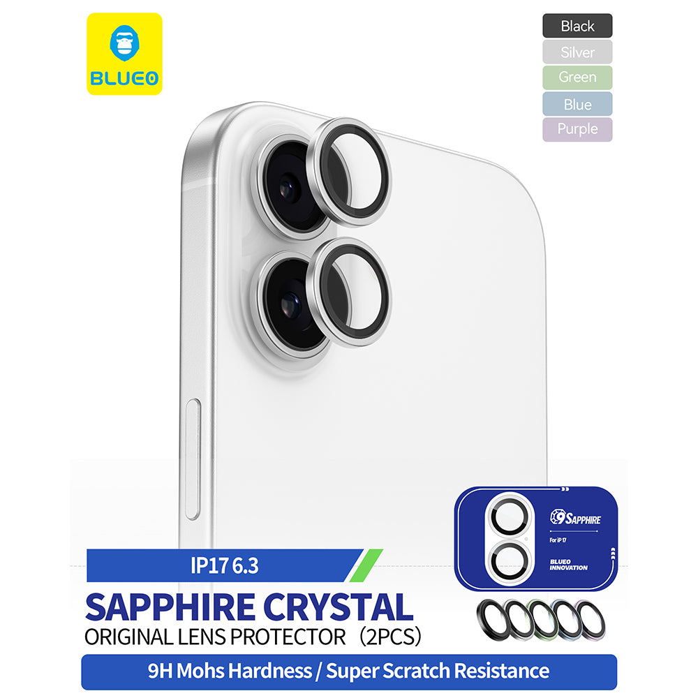 Película Protetora de Câmera Traseira Blueo Sapphire Crystal para Apple iPhone 17, Vidro Temperado, Prateada
