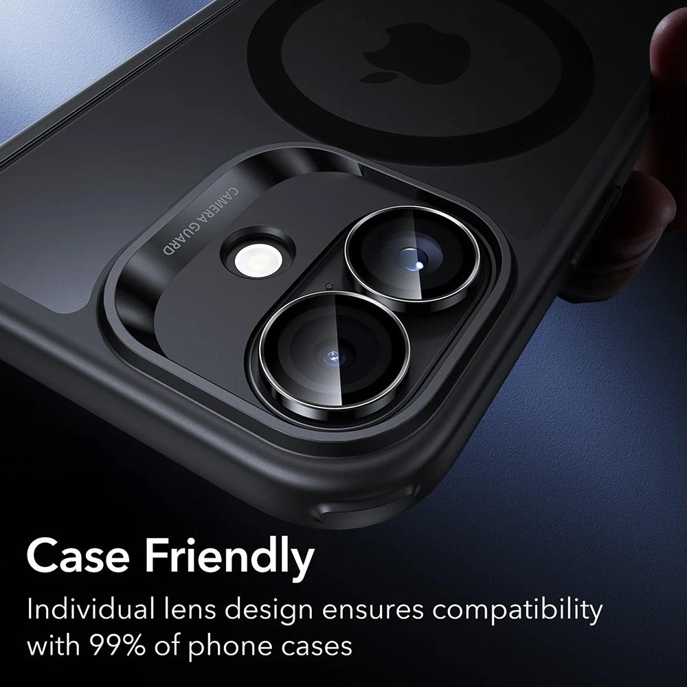 Película Protetora de Câmera Traseira ESR Armorite para Apple iPhone 17 / 16 Plus / 16, Vidro Temperado, Conjunto de 2 Peças, Preta