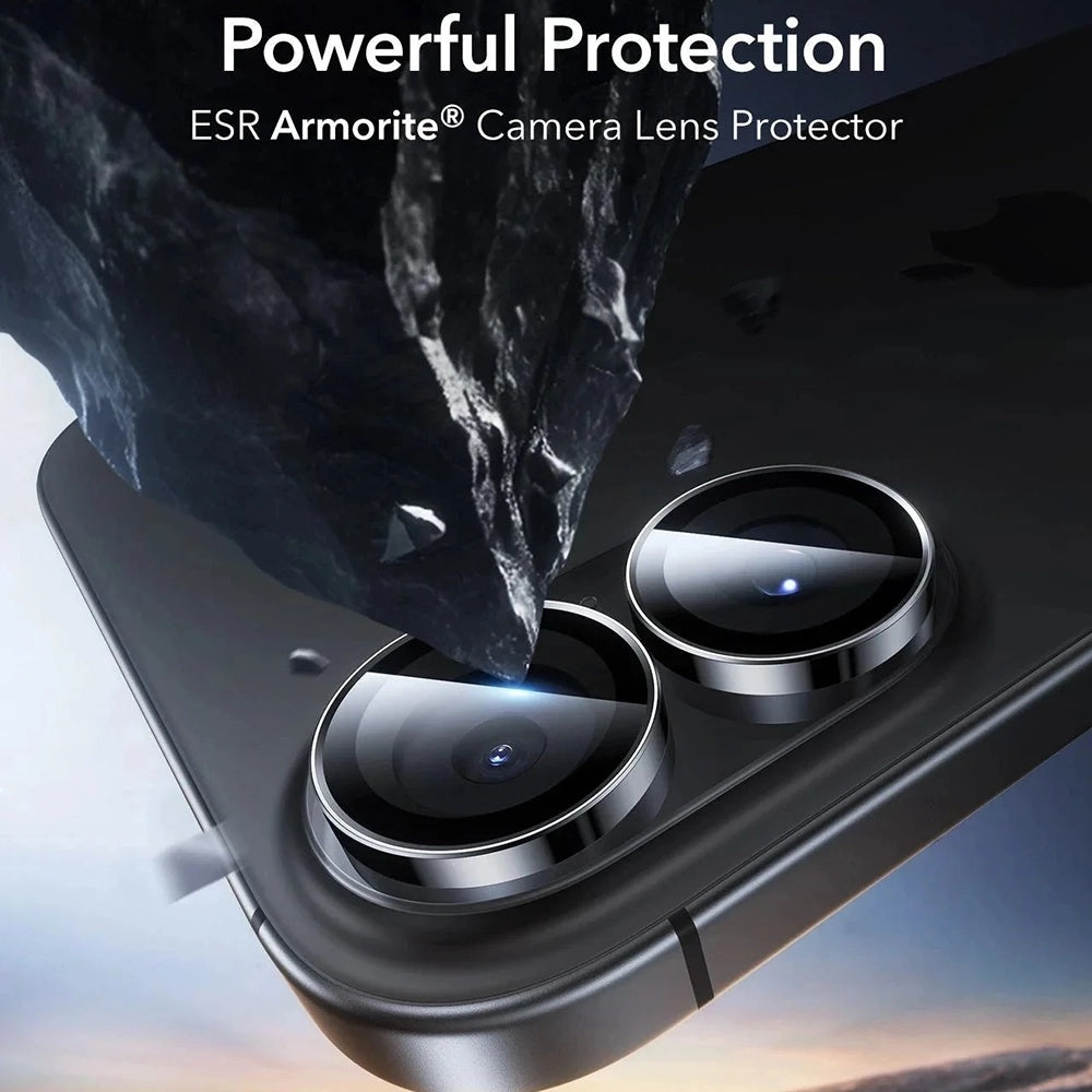 Película Protetora de Câmera Traseira ESR Armorite para Apple iPhone 17 / 16 Plus / 16, Vidro Temperado, Conjunto de 2 Peças, Preta