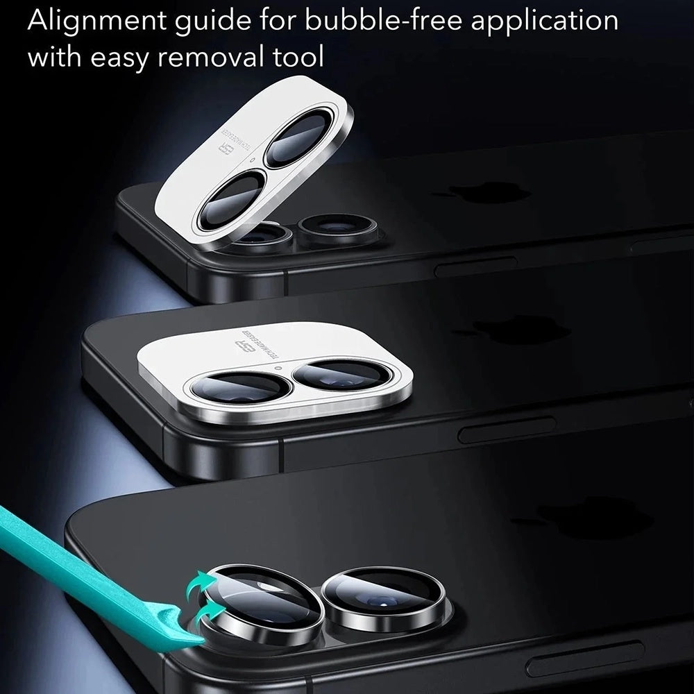 Película Protetora de Câmera Traseira ESR Armorite para Apple iPhone 17 / 16 Plus / 16, Vidro Temperado, Conjunto de 2 Peças, Preta