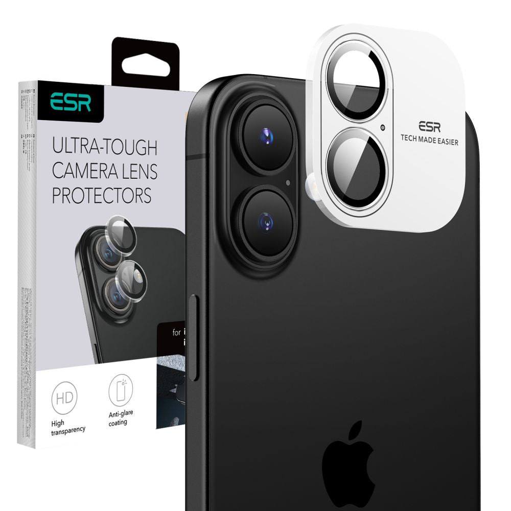 Película Protetora de Câmera Traseira ESR Armorite para Apple iPhone 17 / 16 Plus / 16, Vidro Temperado, Transparente