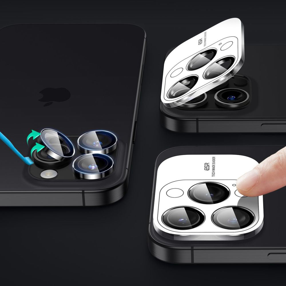 Película Protetora de Câmera Traseira ESR Armorite para Apple iPhone 17 Pro Max / 17 Pro / 16 Pro Max / 16 Pro, Vidro Temperado, Preta