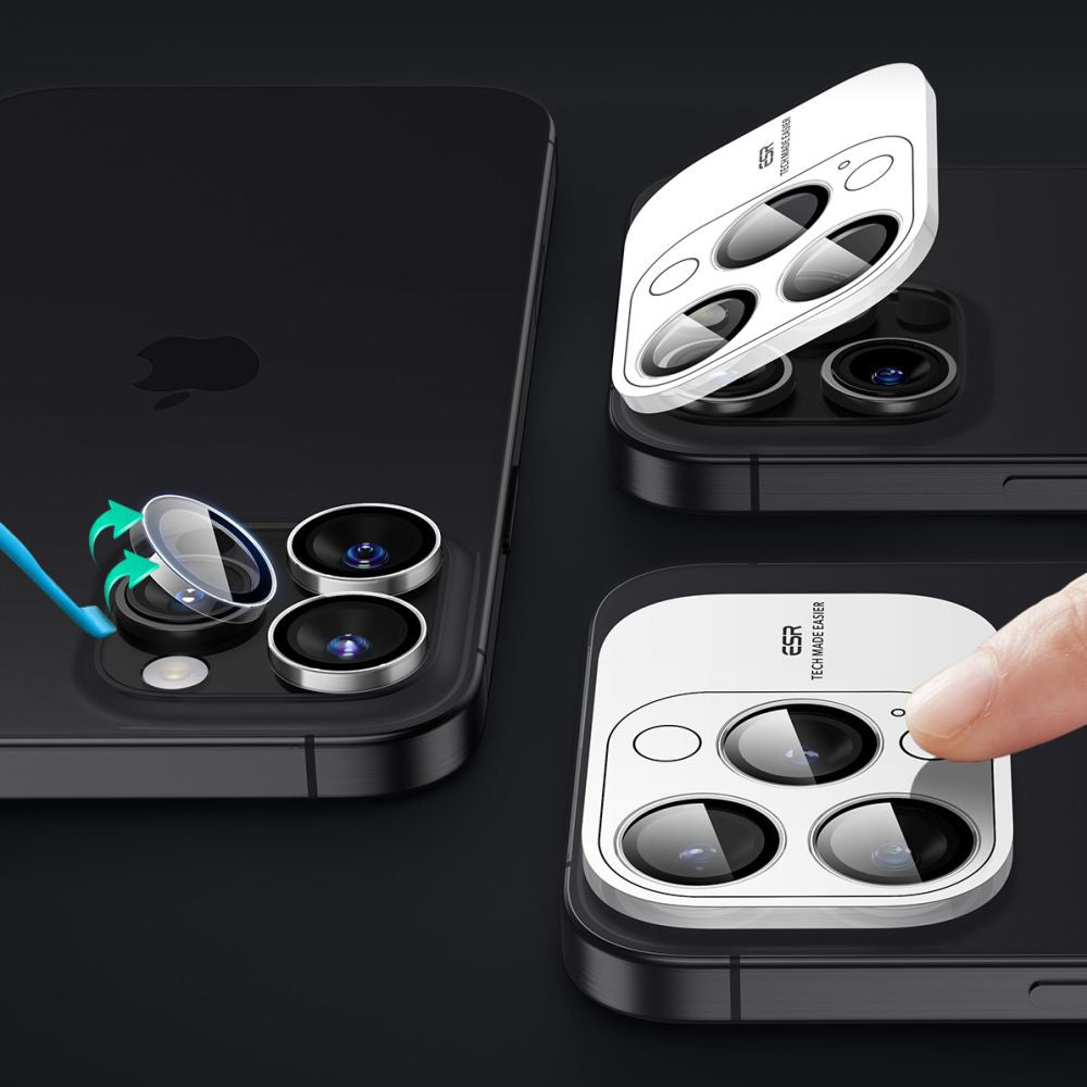 Película Protetora de Câmera Traseira ESR Armorite para Apple iPhone 17 Pro Max / 17 Pro / 16 Pro Max / 16 Pro, Vidro Temperado, Transparente