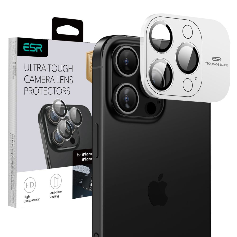 Película Protetora de Câmera Traseira ESR Armorite para Apple iPhone 17 Pro Max / 17 Pro / 16 Pro Max / 16 Pro, Vidro Temperado, Transparente