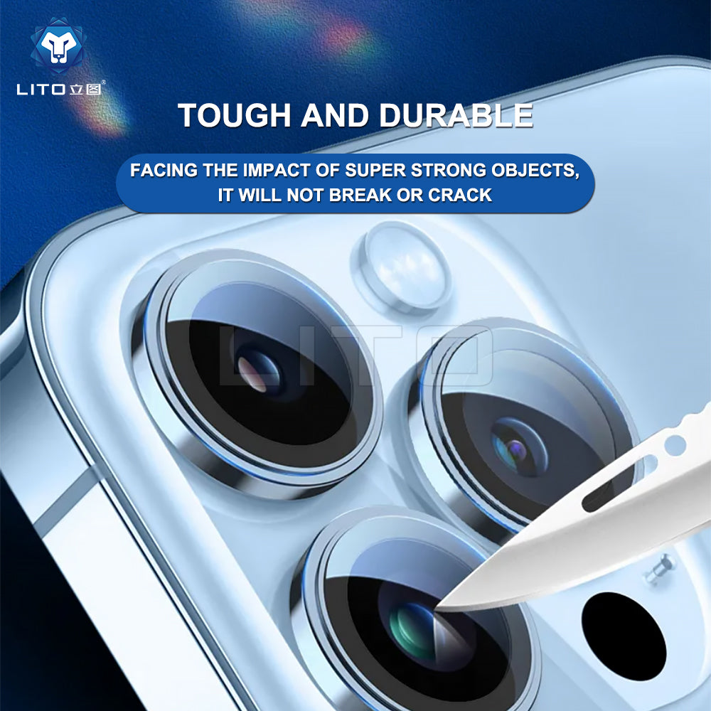 Lito S+ Rear Camera Protective Film for Apple iPhone 13 Pro Max / 13 Pro, Tempered Glass, Gray