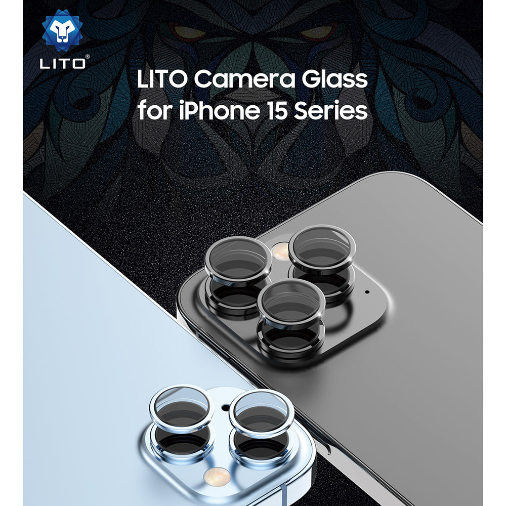 Película protetora para Câmara Traseira Lito S+ para Apple iPhone 15 Pro Max / 15 Pro, Vidro Temperado, Prateada