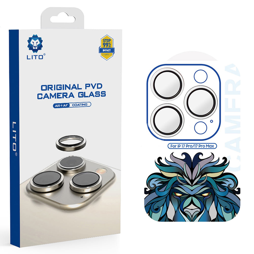 Película Protetora de Câmera Traseira Lito Titanium AR para Apple iPhone 17 Pro Max / 17 Pro, Vidro Temperado, Prateada