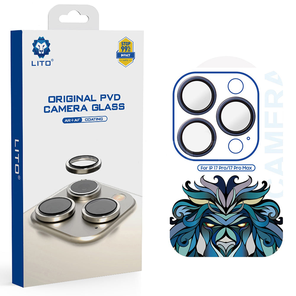 Película Protetora de Câmera Traseira Lito Titanium AR para Apple iPhone 17 Pro Max / 17 Pro, Vidro Temperado, Azul