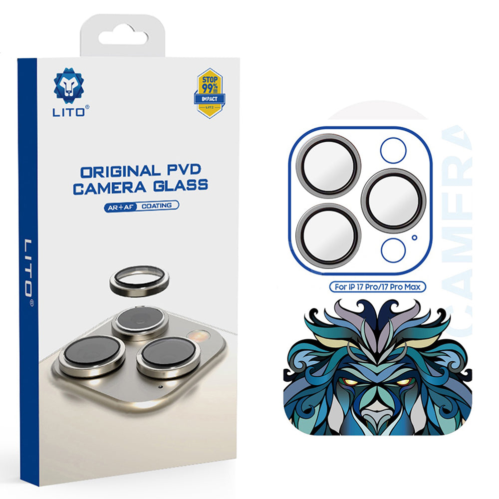 Película Protetora de Câmera Traseira Lito Titanium AR para Apple iPhone 17 Pro Max / 17 Pro, Vidro Temperado, Cinza
