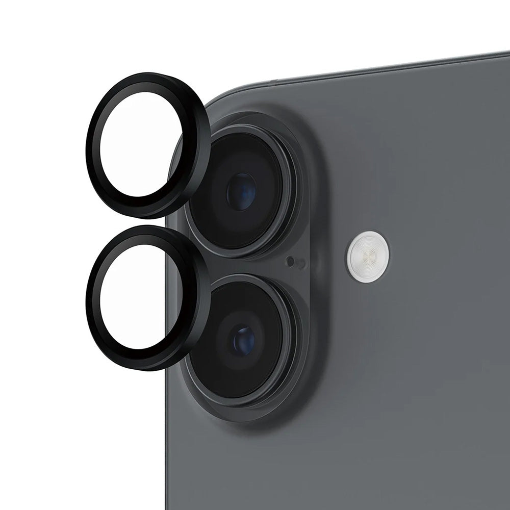 Película Protetora de Câmera Traseira PanzerGlass Hoops para Apple iPhone 17 / 16 Plus / 16, Vidro Temperado, Preto