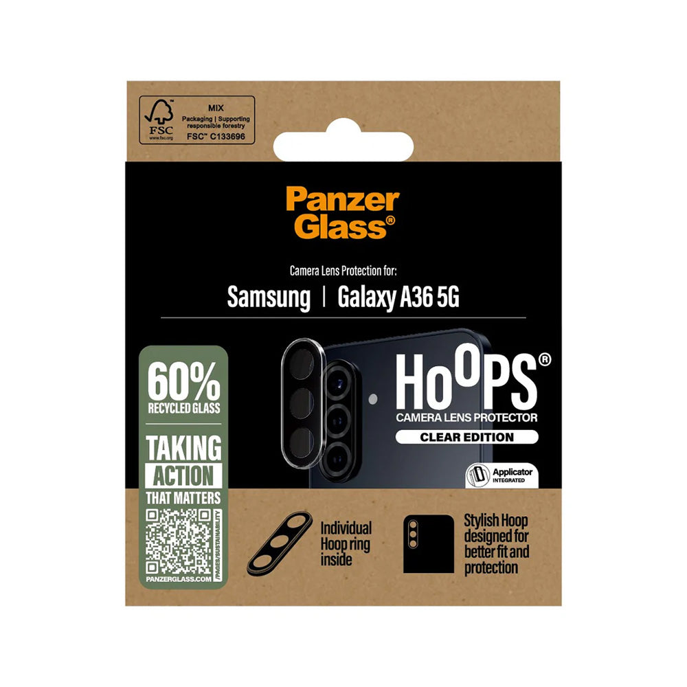 Película Protetora de Câmera Traseira PanzerGlass Hoops para Samsung Galaxy A36 A366, Vidro Temperado, Transparente