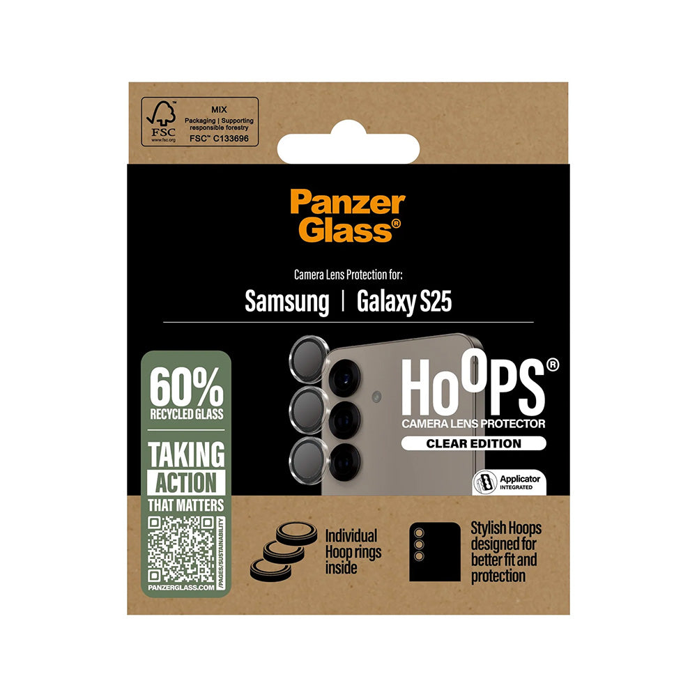 Película Protetora de Câmera Traseira PanzerGlass Hoops para Samsung Galaxy S25 S931, Vidro Temperado, Transparente