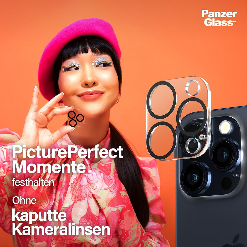 Película de Proteção para Câmera Traseira PanzerGlass PicturePerfect para Apple iPhone 16 Pro Max / 16 Pro, Vidro Temperado, Transparente