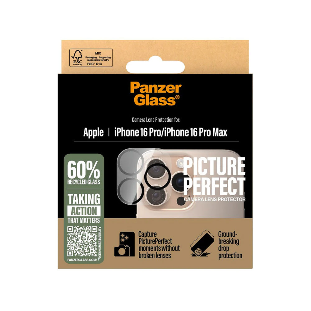 Película de Proteção para Câmera Traseira PanzerGlass PicturePerfect para Apple iPhone 16 Pro Max / 16 Pro, Vidro Temperado, Transparente