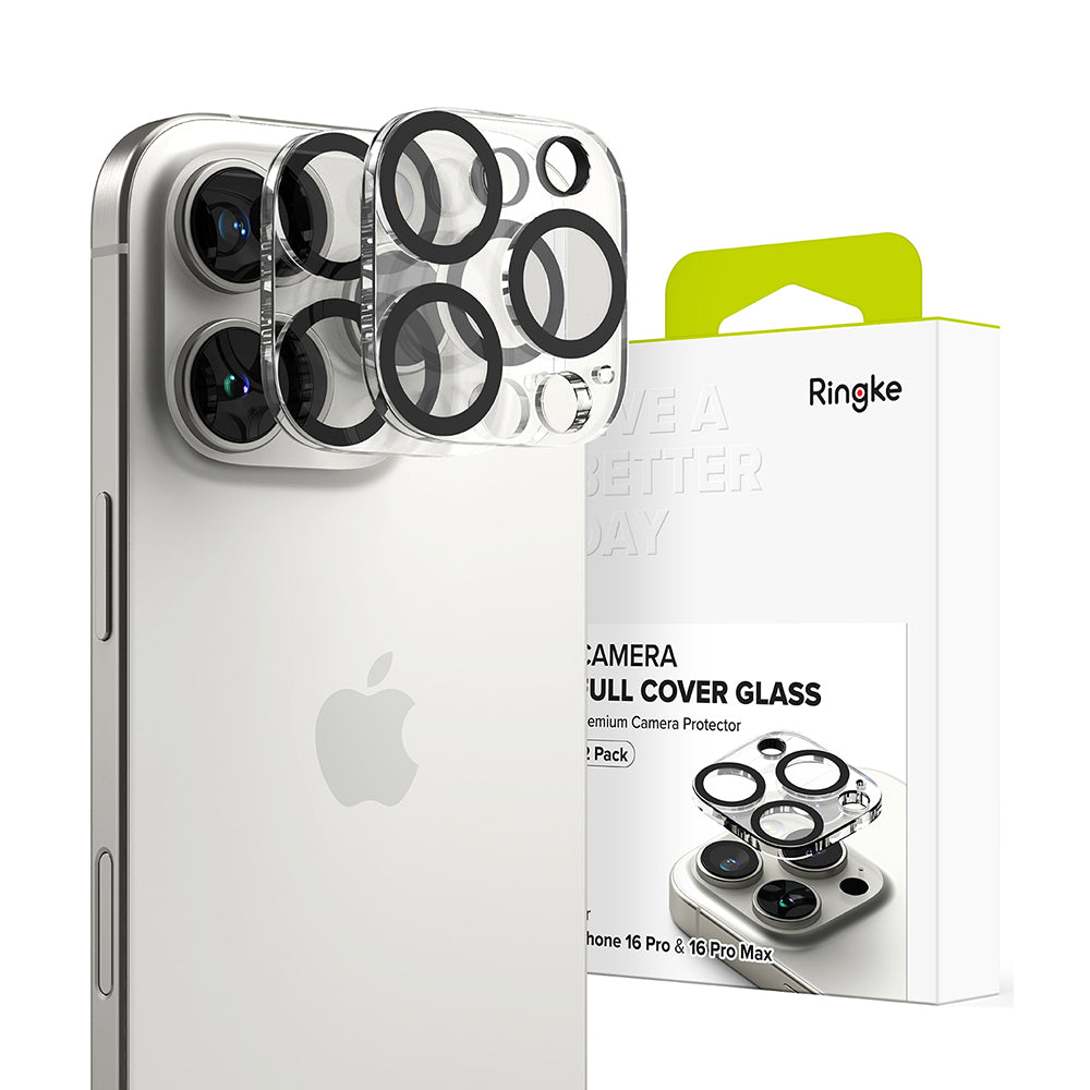 Película Protetora de Câmera Traseira Ringke para Apple iPhone 16 Pro Max / 16 Pro, Vidro Temperado, Conjunto de 2 peças, Transparente