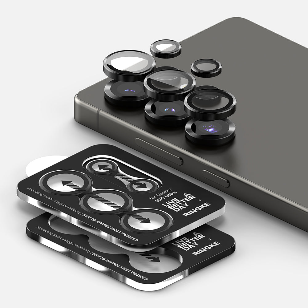 Película Protetora de Câmera Traseira Ringke para Samsung Galaxy S25 Ultra S938, Vidro Temperado, Preta